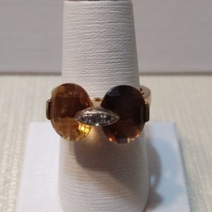 Citrine/Smokey Quartz Sterling Silver Ring